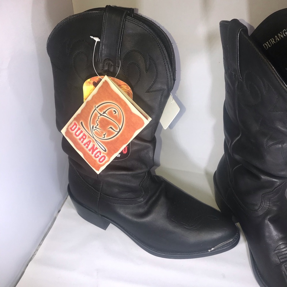 New Black Leather Durango Cowboy Boots 7 1/2 EE 💥